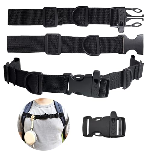 2 PCS Backpack Chest Strap Add on Adjustable Sternum Straps for Backpacks and Schoolbag Heavy Duty Backpack Waist Strap Chest Belt with Whistle Quick Release Buckle and Slide Lock for Hiking Jogging