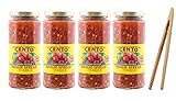 Cento Diced Hot Cherry Pepper Hoagie Spread, 12 fl oz (Pack of 4) with Bamboo Tong