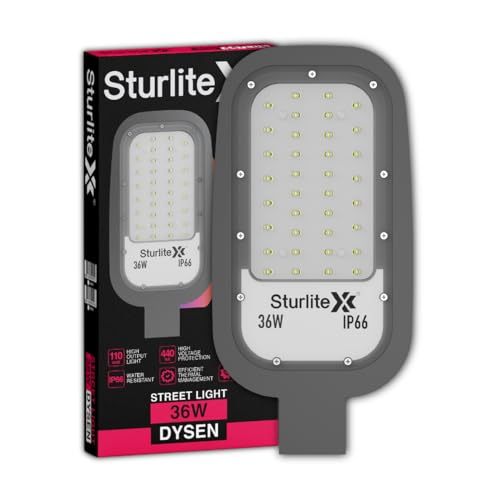Sturlite Dysen 36W LED Street Light| Cool White 6500K Color Temperature LED Street Lamp| IP66 Waterproof Surge Protection Focus Light for Garage, Parking, Garden, Playground & Sidewalks - (Pack of 1)