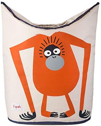 3 Sprouts Baby Laundry Hamper, Handles and Lid, Storage Basket, Orangutan