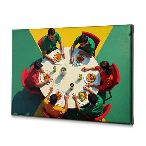 A Group Of Friends Enjoy A Meal Impression Toile Salon 20x30