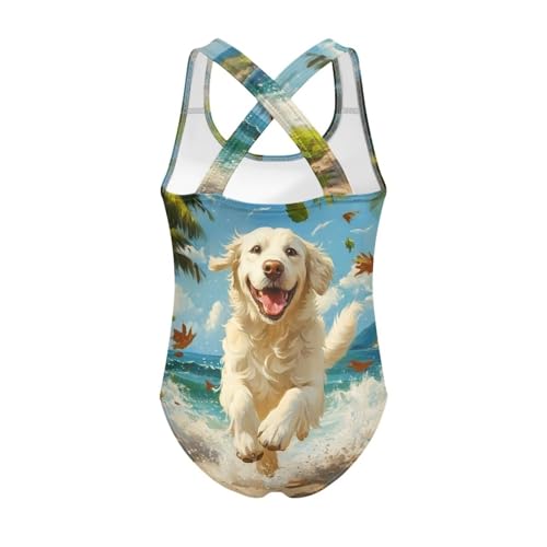 Image of One Piece Swimsuit Girls Cross-Back Bathing Suit 5-14Y Kids Swimwear Cute Swimsuits Sleeveless Bathing Suits