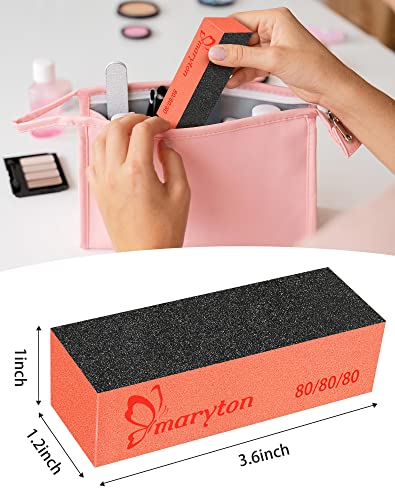 Maryton Nail Sanding Blocks, 80/80 Grit Nail Buffer Files for Acrylic Nails Kit Manicure Tool 10 PCS (Black Orange) - Thumbnail 4