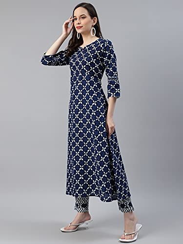 Image of Vaamsi Women's Pure Cotton Geometric Printed Straight Kurta Set With Dupatta | kurta sets for woman