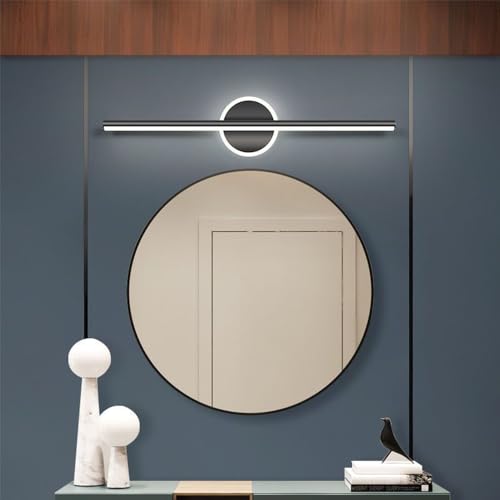 Aplique espejo baño LED negro QYYZTQY con diseño lineal moderno para dormitorio 4