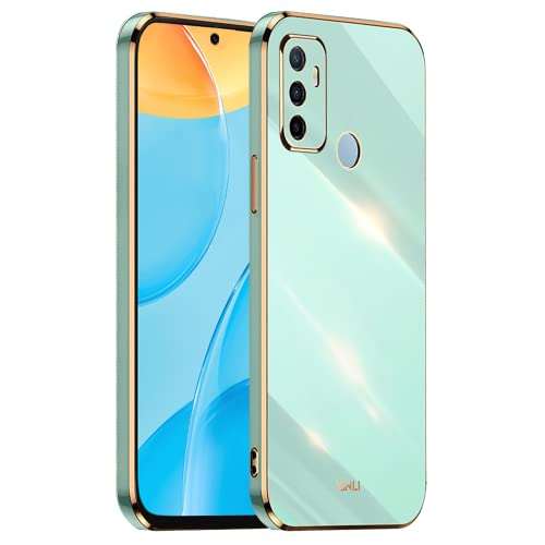 HONLEN Custodia per OPPO A53 / OPPO A53s (6.5' Inches), Cover Morbida in Silicone TPU, Design del Telaio Galvanico - Verde