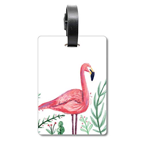 Étiquette de sac à bagages flamant rose tropical porte-adresse pour valise