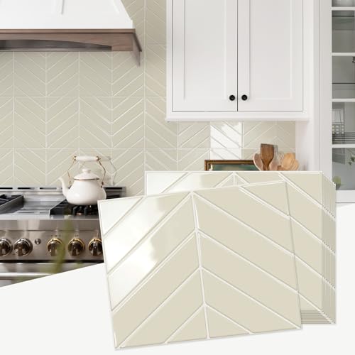 STICKGOO 10 Sheets Thicker Herringbone Peel and Stick Backsplash, 12.6”×9.7”