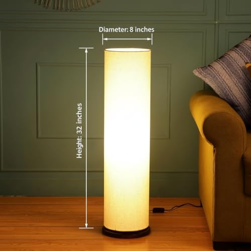 Image of Cylinder Shape Wooden Base, Corner Decorative Floor lamp, Bedroom, Living Room, Home Decor, Pack of 1 (Flex)