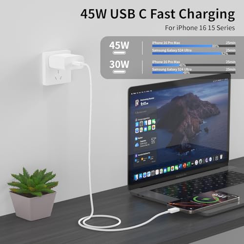 Image of iPad Charger Fast Charging, 45W USB C Wall Charger Block + 10FT USB C to C Cable for iPad Pro 13 /12.9 /11 inch, iPad A16 11th /10th, iPad Air 13 /11 inch M4 /M3 /M2 /5th /4th, iPad mini 7 /6, iPhone 17 /16 /15