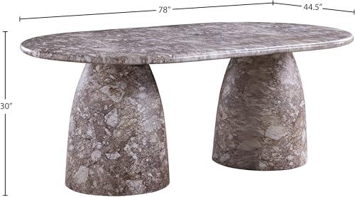 Image of Meridian Furniture 702Brown-T Cosenza Collection Art Deco 78 inch Indoor /Outdoor Concrete Dining Table with Brown Marble Finish, 78 inch W x 44.5 inch D x 30 inch H, Brown