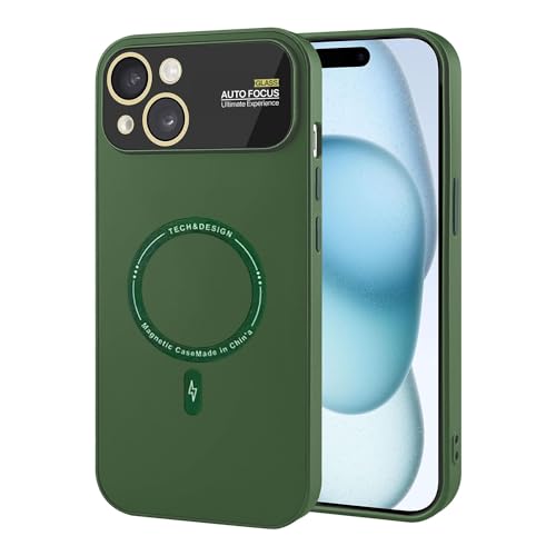 Image of Vaku Luxos Premium Silicon Polarized Back Cover for iPhone 15 Plus Texture Full Lens Protection Silicon Case Scratch Resistant Slim Thin Military-Grade Protection - Green