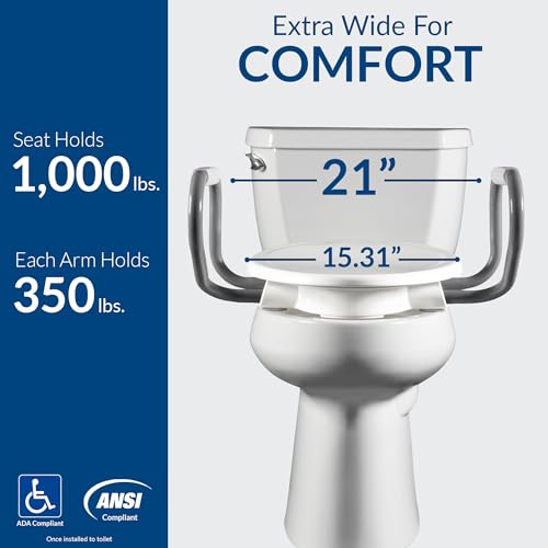 Image of Bemis Assurance 3 inch Raised Toilet Seat with Handles, Round