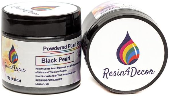 RESIN4DECORPearlescent Metallic Powdered Mica Pigment - Strong Colour Purity and Depth, Non-Toxic Titanium Dioxide - for Makeup, Epoxy Resin Crafts, Jewellery, Canvas, DIY Art - Black Pearl, 25g