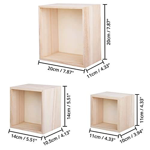 BELLE VOUS Scatola Legno Quadrata Grezza (3pz)