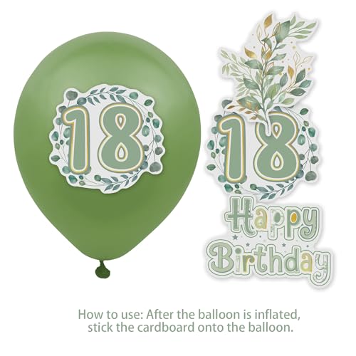Eucalyptus 18th Birthday Decorations for Girls Boys, Time to Adult Happy Birthday Banner Cake Topper Olive Green Foil Number 18 Balloons Kit for 18 Year Old Birthday Party Supplies - image 3
