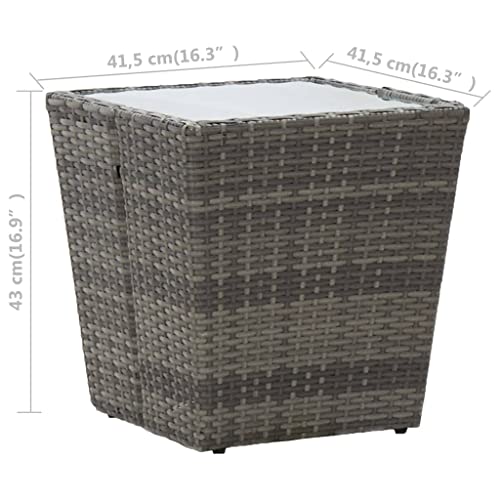 Mesa de centro rectangular para exterior terraza y ratán sintético gris mesita patio 3