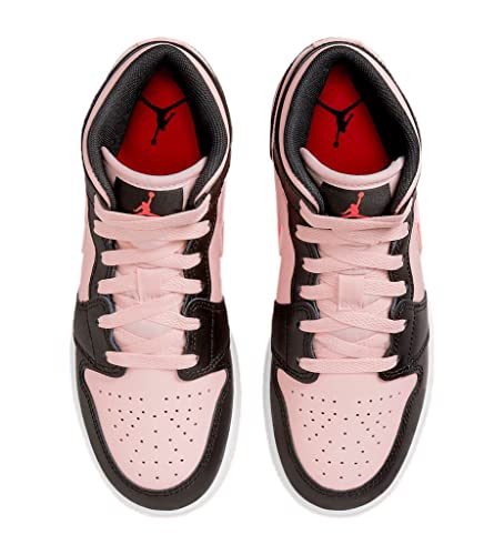 Nike boys Air Jordan 1 Mid Grade School, Atmosphere/Infrared 23 Black, 7 Big Kid