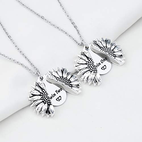 Gzrlyf Twin Sunflower Locket Necklaces Twins Sister Gifts3