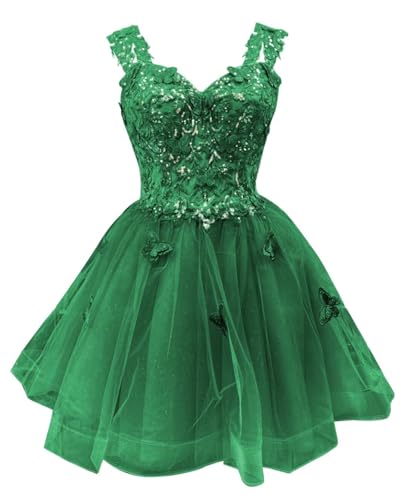 Image of Youjiayi 3D Butterfly Short Homecoming Dresses for Teens Off Shoulder DAMA Dresses for Quinceanera Glitter Sequin Prom Dress