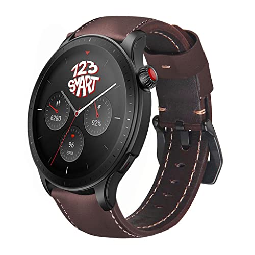 Pulseira de Couro compatível com GTR4 GTR 4 A2166 / GTR3 A1971 / GTR 3 Pro A2040 / GTR 2 A1952 / GTR