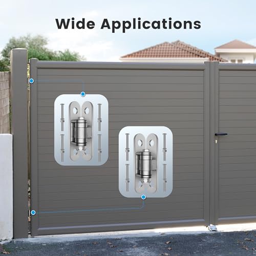 Image of Eatra Large, Heavy Duty Gate Hinges with Sealed Bearings and 8 Screws, Adjustable Yoke Pivot, Suitable for Large Driveway Gates Up to 1100 Pounds, Two Pack, Carbon Black (2pcs Silver)