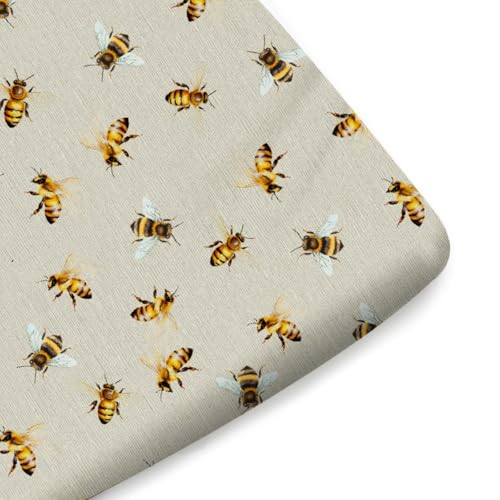 Image of Vintage Bees Crib Sheets for Girl Boy 52 inchx28 inch Sweet Bee Soft Breathable Crib Mattress Covers Honey Bees Baby Sheets for Standard Crib and Toddler Mattress Pads Spring Garden Fitted Bed Sheets