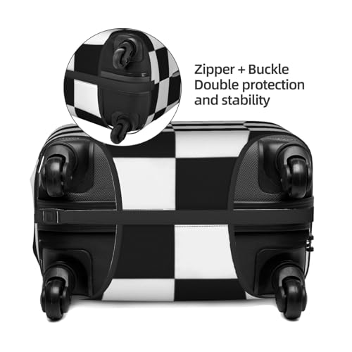 Black And White Checkerboard Travel Luggage Covers For Suitcase Elastic Suitcase Protector Anti-Scratch Spandex Baggage Covers Fits 18-32 Inch Luggage Medium4