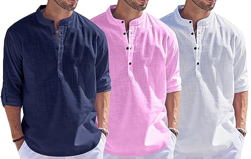 Image of Combo of Men Solid Cotton Blend Straight Kurta Shirt Pack of 3
