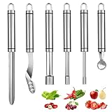 CookDaoMo 6 Pcs Stainless Steel Kitchen Corer Tool, Fruit and Vegetable Corer Set Includes Zucchini