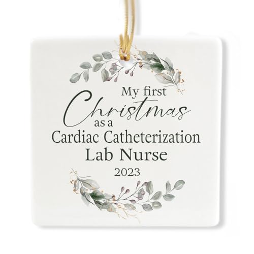 My First Christmas As A Cardiac Catheterization Lab Nurse 2023 Square Shape Christmas Tree, Gifts for Him Her Men Women New Year Him Her Men Women Thank You 3x3 Inches Ceramic