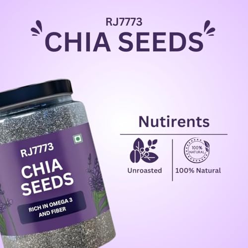 Image of RJ 7773 Chia Seeds For Eating (Jar Pack) Healthy Snack For Immunity Booster, Rich in Fiber - Diet Snacks For Weight Loss, best source of omega 3 (Chia Seeds -100g)