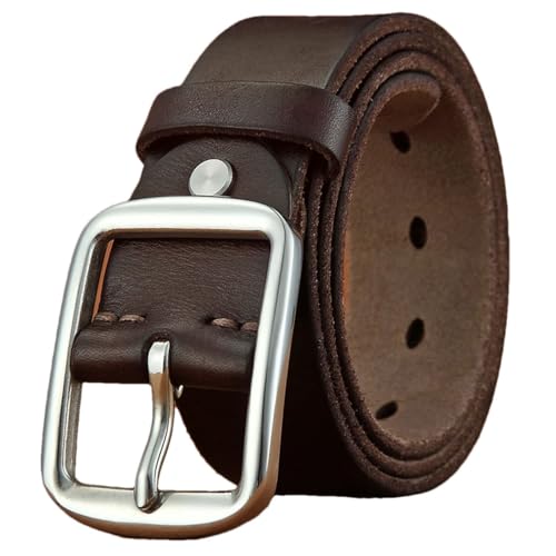 Men's Needle Buckle Cowhide Stainless Steel Buckle Leather Belt Men's Casual Handmade Jeans Belt