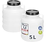 Garronda Set 2x 5 Liter Weithalsfass BPA-frei Futtertonne Fass Universalfass Lebensmittel Fass Regenfass für Garten Regentonne mit Deckel Regenwassertonne für Garten Wassertonne GD-0125, Weiß