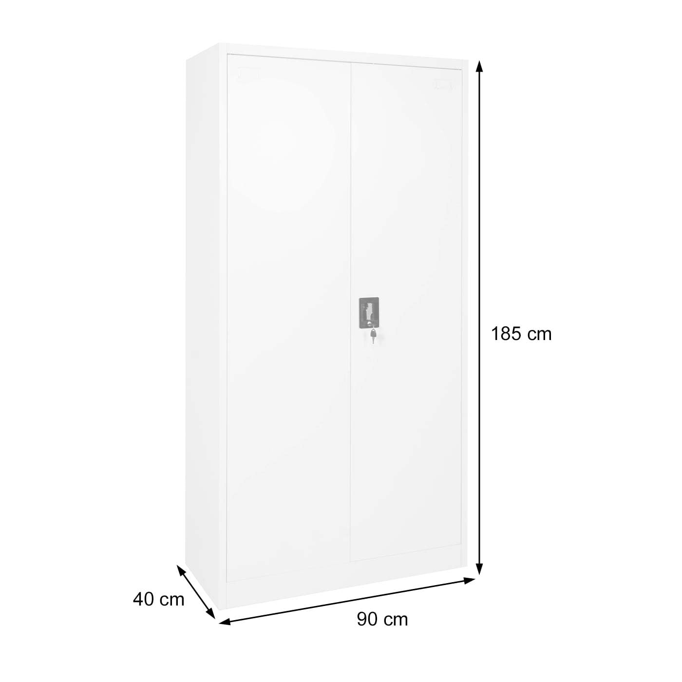 Mendler Aktenschrank HWC-H17 2 Türen abschließbar - 185x90x40cm grau | Stahlschrank, Büroschrank, Schrank, Metall