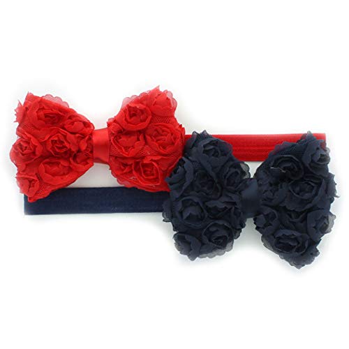 My Lello 2 Pack Infant Baby Mixed Colors Fabric Rose Bow Headbands