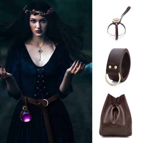 Halloween Medieval Leather Belt Waist Pouches Potion Bottle Medieval Leather Side Pack Wizard Waist Pouches Side Pack2