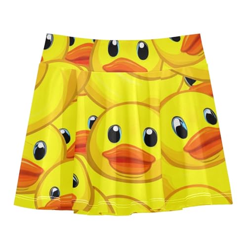 Tennis Skirts for Kids Cartoon Yellow Ducks Print Girls' Shorts Athletic Skorts Blue Pink Cheer Skirt 4t
