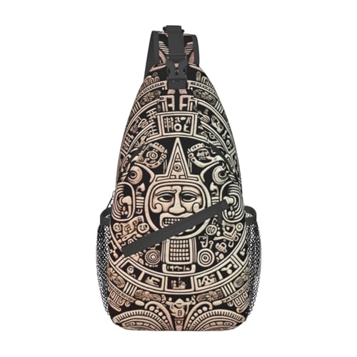 Bolso Sling Bag Unisex Estilo Calendario Maya miniatura 1