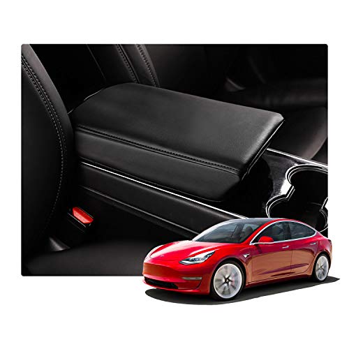 LFOTPP Armrest Cover for 2017-2022 Tesla Model 3 2020-2022 Tesla Model Y Interior Accessory Car Center Console Lid Cover Armrest Box Cover Protector Armrest Case Protector Protective Cover (Black)