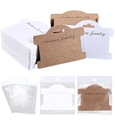 SOFPLATE – 100 Tarjetas De Exhibición Para Joyería + 100 Bolsas Transparentes – Soportes De Cartón Plegables Para Pulseras, Collares Y Pendientes – Ideal Para Pequeños Negocios