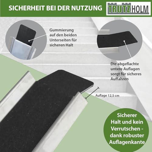 TRUTZHOLM Anti-Rutsch Alu Auffahrampe zusammensteckbar 150-270 cm verstellbar 50 kg Treppenrampe E-Bike Moped starr schwarz/grau