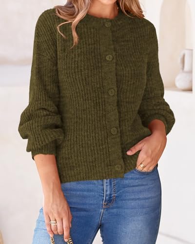 BTFBM Cardigan Sweaters for Women Chunky Knit,Army Green,S - image 8
