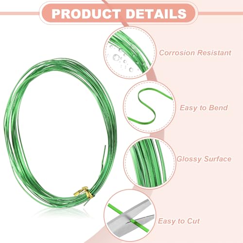 Image of uxcell 1 Rolls 24 Gauge Flat Aluminum Wire, 16.40 ft Soft Craft Wire for Flower Bonsai Crafts Carving DIY Bezel Sculpting Gem Metal Wrap, Green