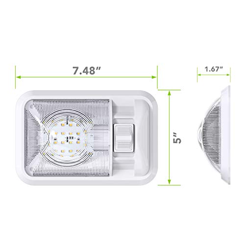12V Led RV Ceiling Dome Light RV Interior Lighting for Trailer Camper with Switch, Single Dome 300LM by Leisure LED - Image 2