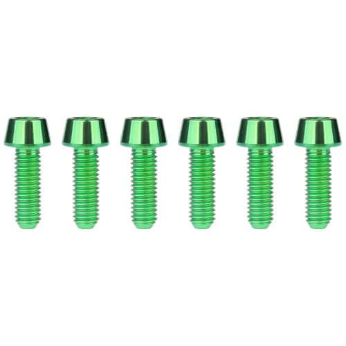 Image of Titanium Ti DIN912 M4 8 10 12 15 20mm Tapered Head Hex Bolts Bicycle Screws Pack of 6 (Green, M4x12mm)