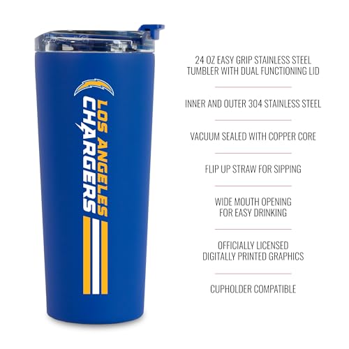 Image of Rico Industries NFL Football 24oz Stainless Steel Tumbler with Lid and Dual Functioning Lid