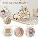 3-in-1 Baby Bouncer Adjustable Wooden Rocker Chair, Ergonomic Design Baby Lounger with Removable Cushion,Seat Belt and Booster, Recliner for Infants to Toddler (Beige)