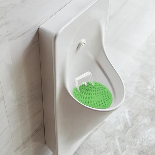 Pantalla de orinal con diseño de fútbol verde y esteras de filtro antiolor para baño masculino 3