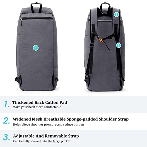 G4Free 70L Large 3-Way Duffle Backpack Gym Bag With Shoe Compartment Lightweight Waterproof Foldable Sports Duffel Bag Travel Backpack Luggage (Grey) #TOP6